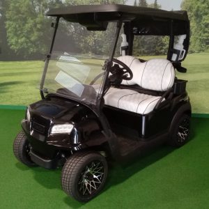 2027 Club Car Onward Lithium, Metallic Black with Apple CarPlay and Android Auto.