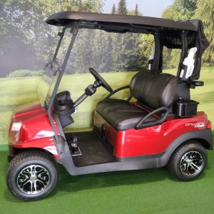 2027 Club Car Onward Lithium, Metallic Candy Apple Red with Premium Sound Bar.